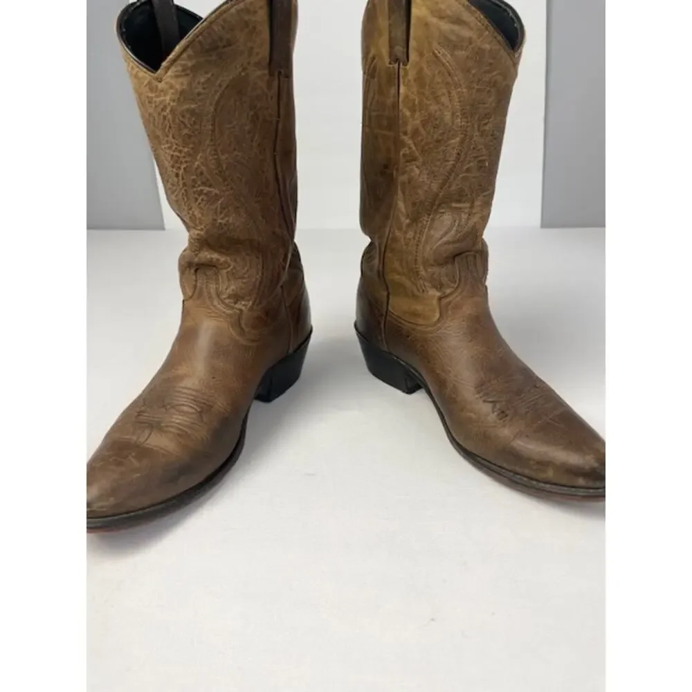 Cowboy Boots Men 9.5D Brown Western Leather Rustic Rodeo Country Americana Ranch